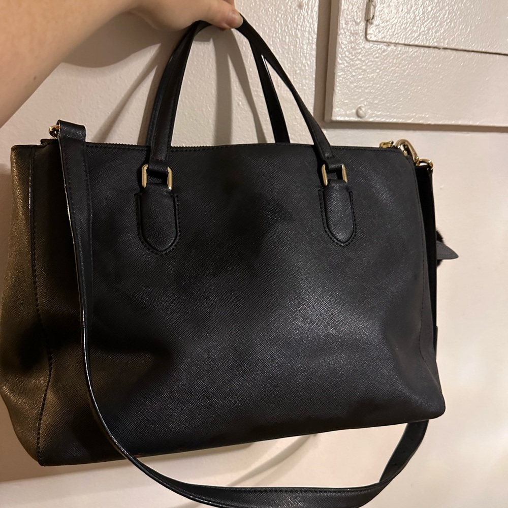 Kate Spade New York Black Leather Satchel Bag with Detachable Long Strap - Picture 5 of 16